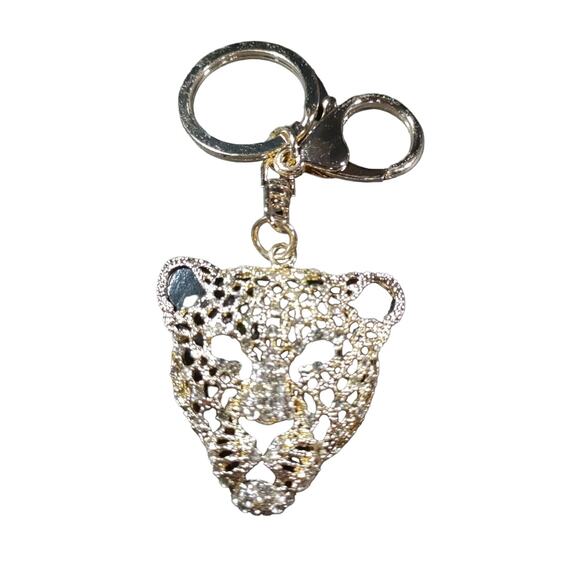 Leopard Rhinestone Keychain Luggage Purse Clip - Picture 1 of 5